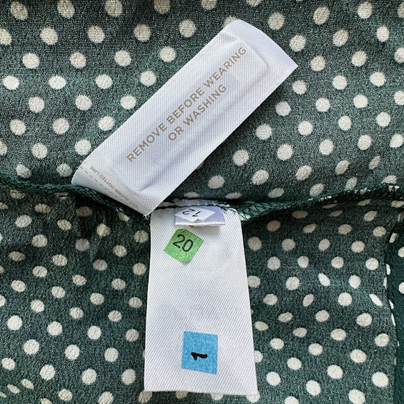 LOFT | NWOT WRAP DRESS LONG SLEEVE POLKADOT GREEN & WHITE RUFFLE HEM | SIZE 8 - Picture 8 of 10